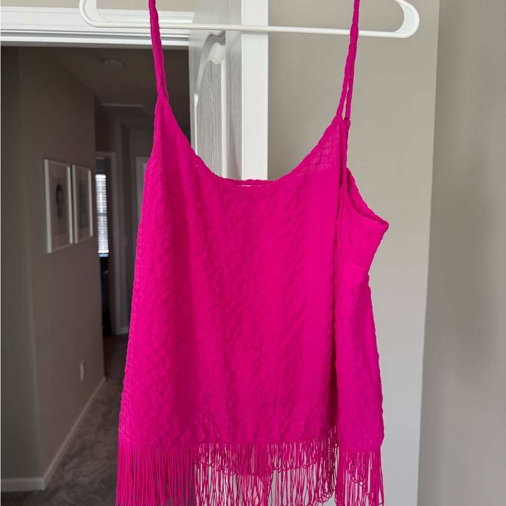 Lilly Pink Fringe Top
